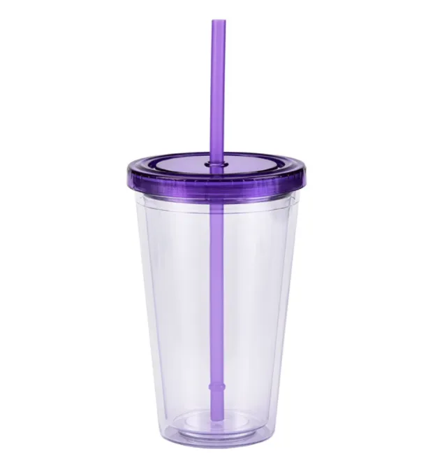 Single Wall Plastic Cup with Lid And Straw 6