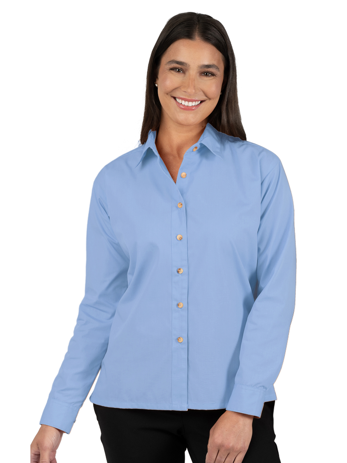 Blue Generation - Women's Pocketless Long Sleeve Superblend Poplin Shirt 38