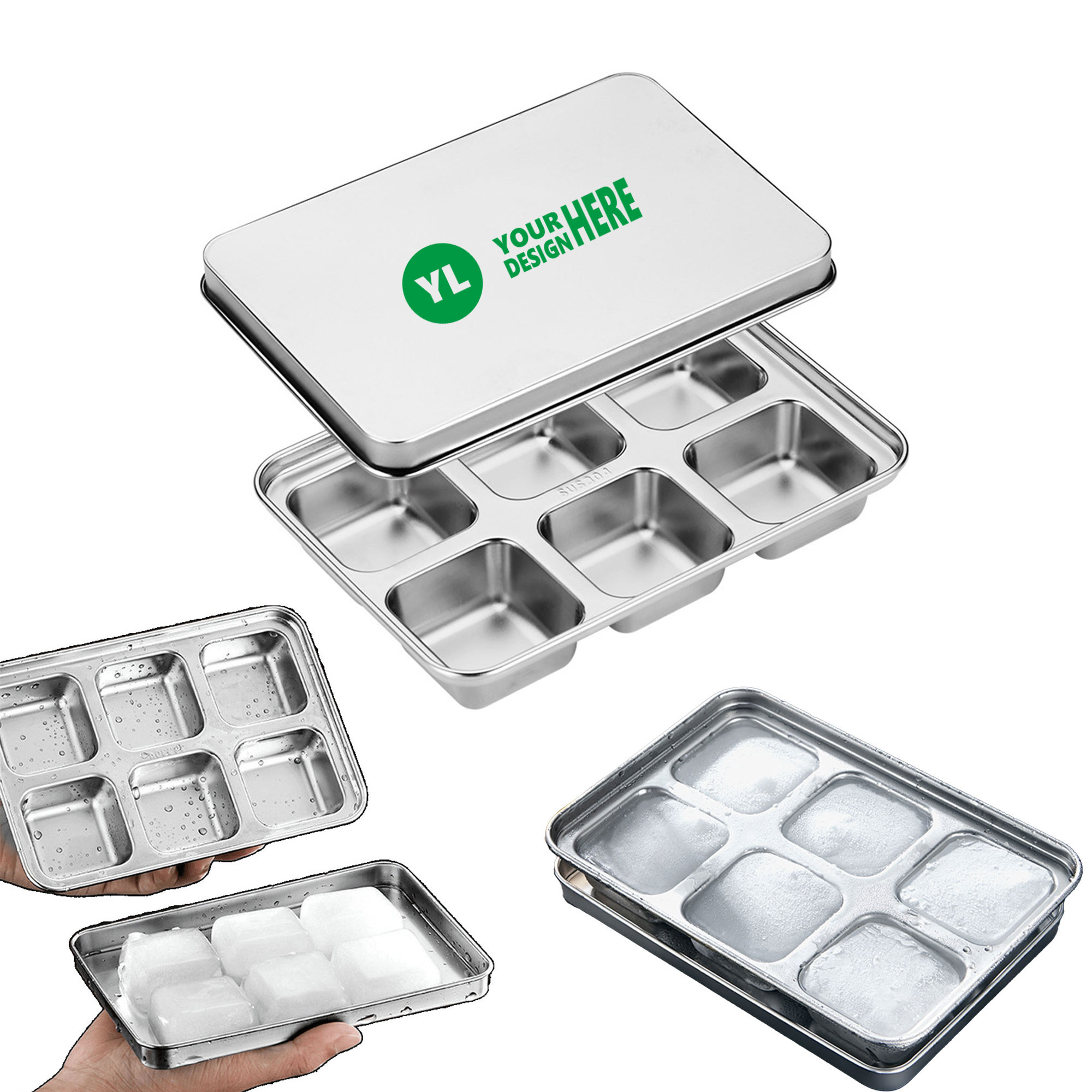 Stainless Steel Ice Tray 6 Grid Ice Cube Maker 3