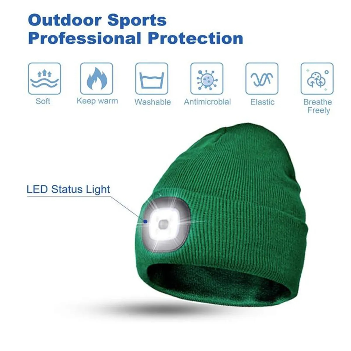 Unisex USB Charging Beanie Hat Cap with LED Light 2
