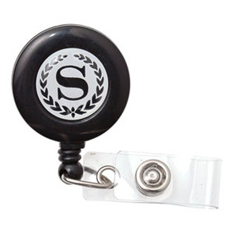 Express Vibraprint® Round Silver Badge Reel with Belt Clip