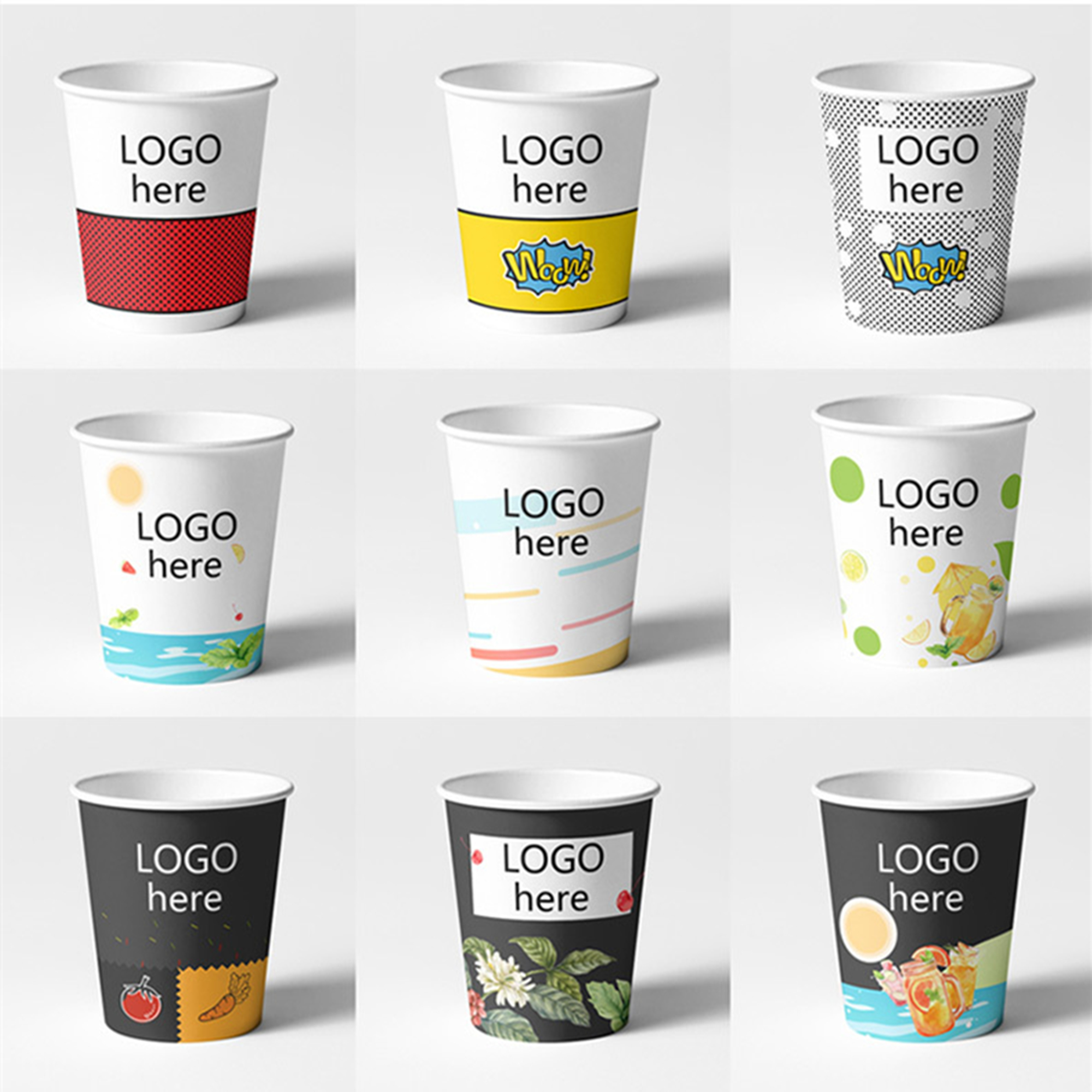 100 Pcs 12 oz Disposable Paper Coffee Cups 5