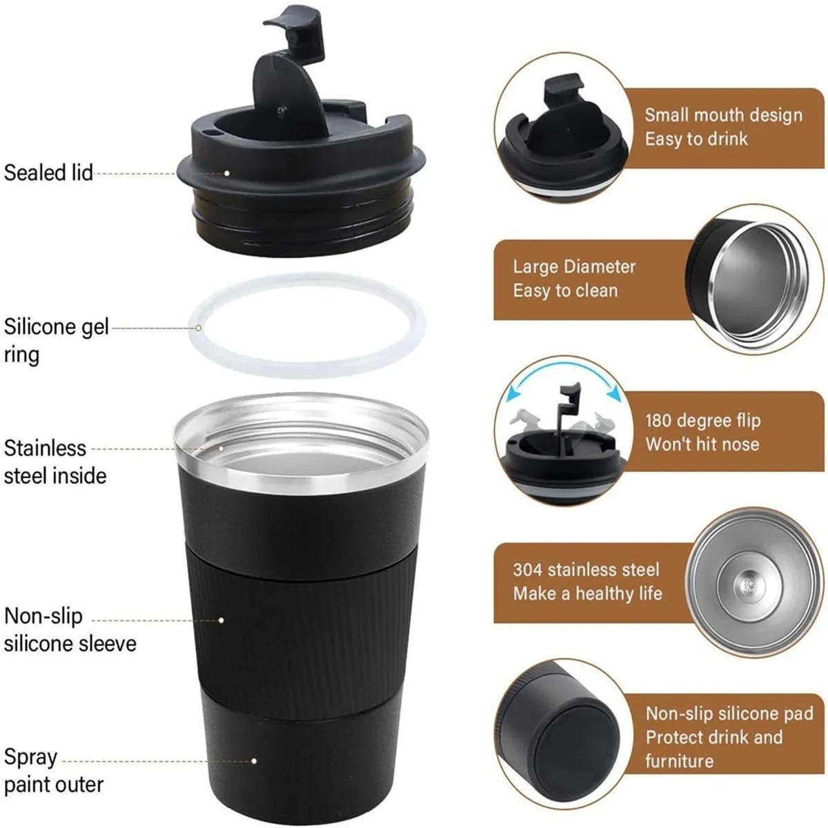 12oz Travel Mug Insulated Coffee Cup 4