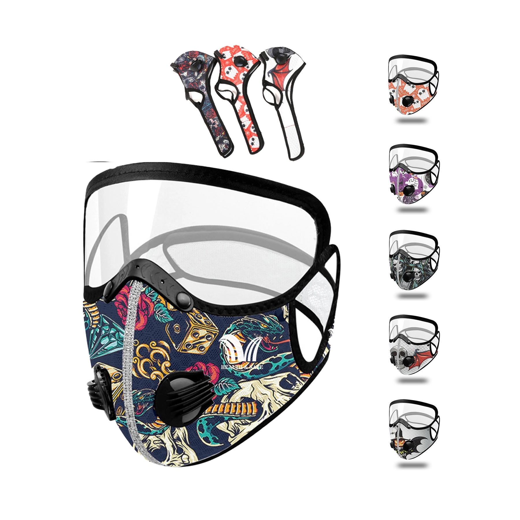 Halloween KN95 Face Mask Reusable  with Safety Glasses 1