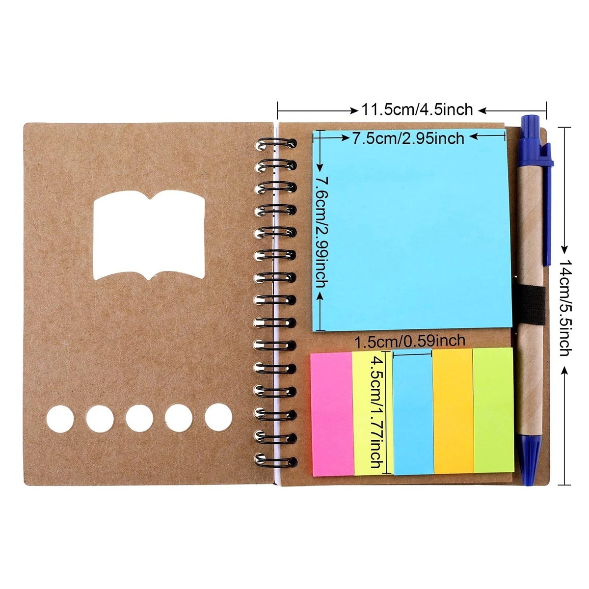 Spiral Notebook with Pen In Holder and Tabs 1