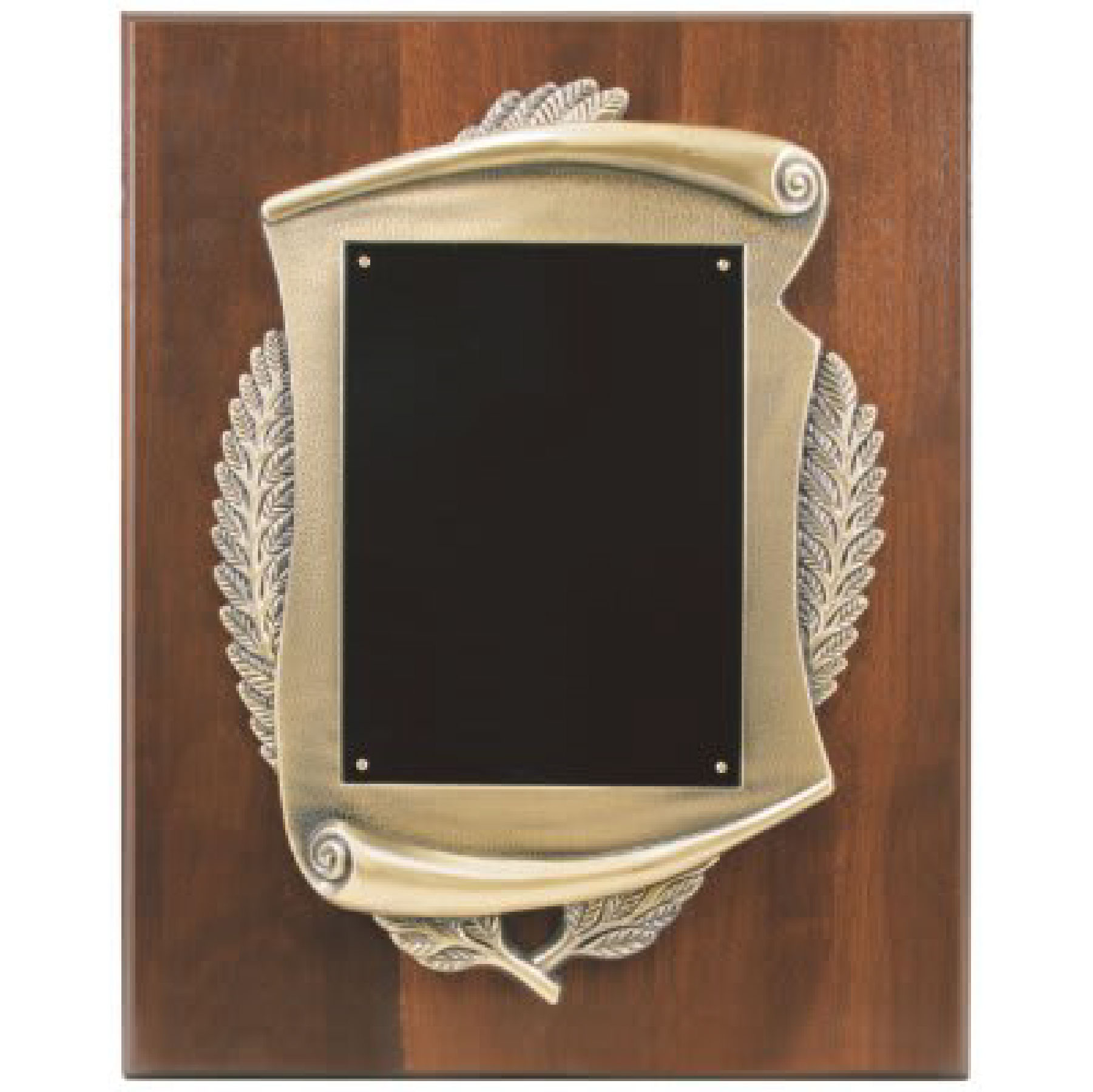 12" x 15" Genuine Walnut Plaque w/ Scroll Frame & Plate 3