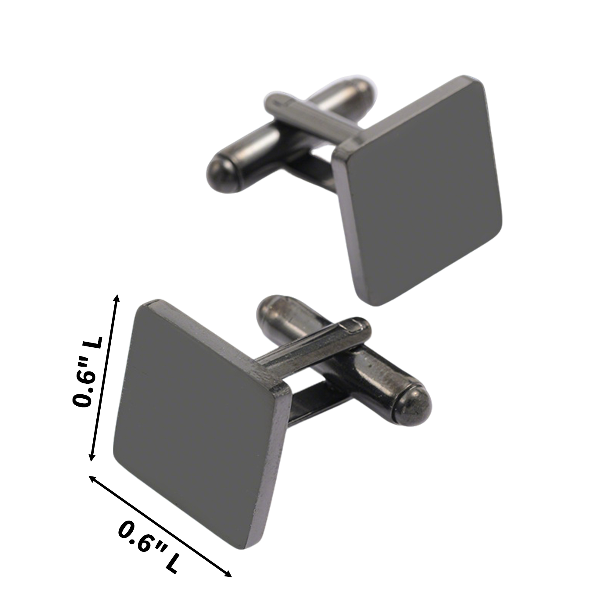 Stainless Steel Dress Cuff Link 0.6" Square Face 3