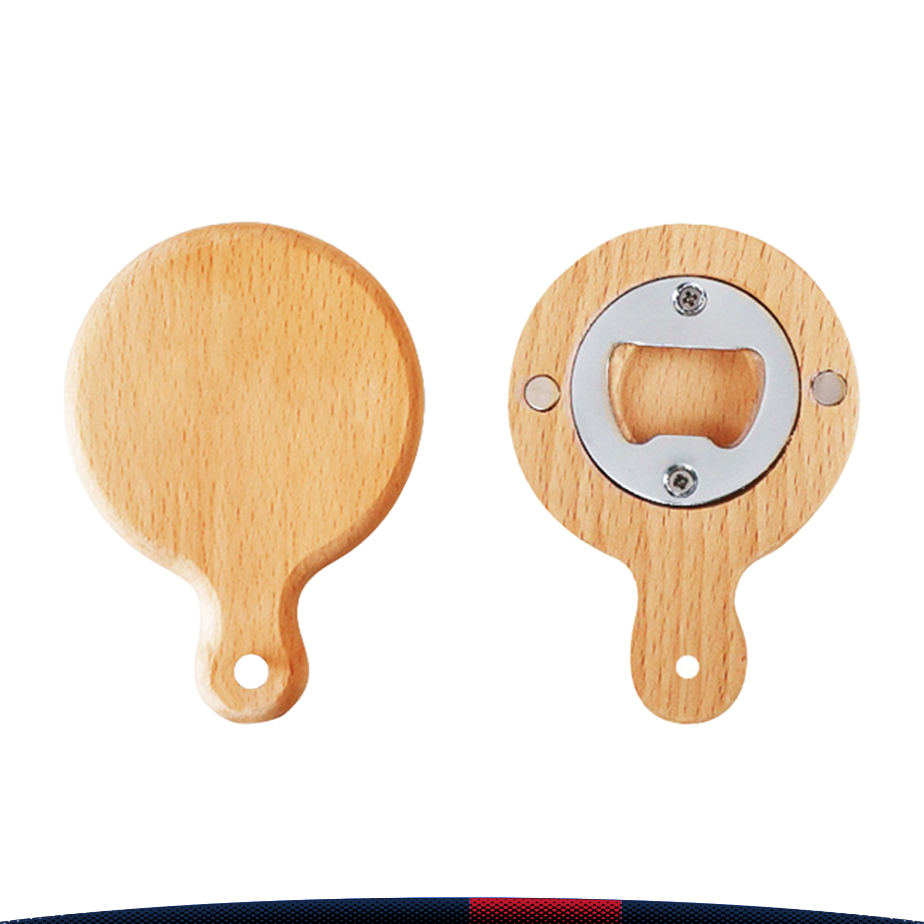 Round Wooden Magnet Bottle Opener 2