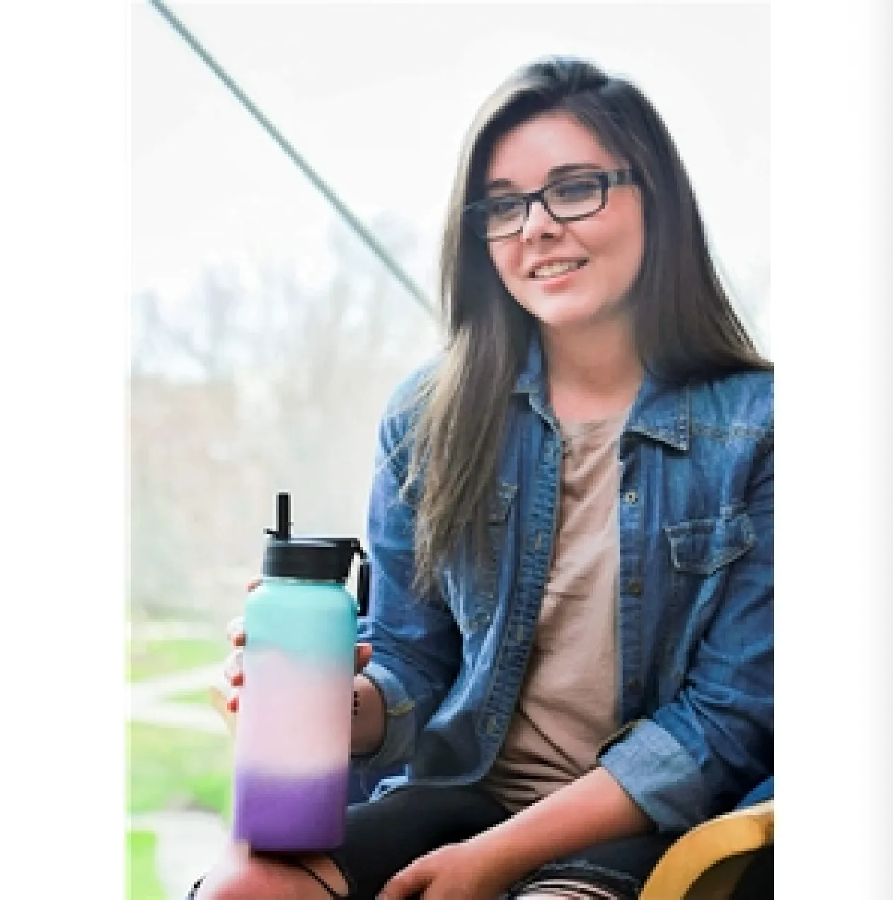 32 oz Water Bottle With New Wide Handle Straw Lid, custom water bottle with logo imprint 4