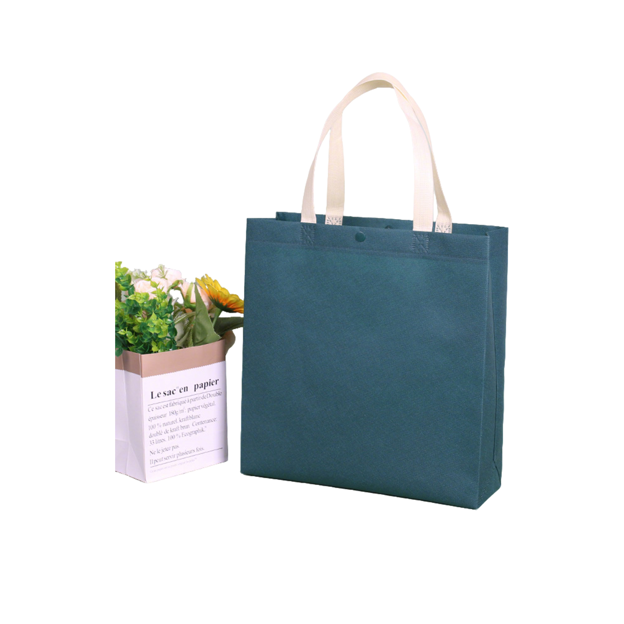 Nonwoven Fabric Tote With Concealed Closure 9 x 4 x 9.8" 7