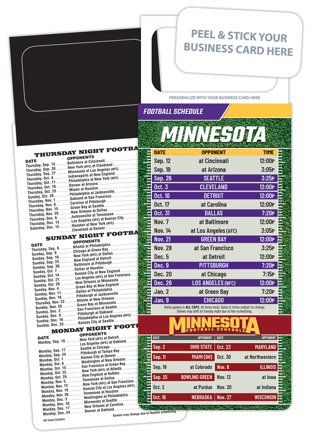 Pro Football Schedule Magnet - Peel and Stick Business Card (3.5x9) 1