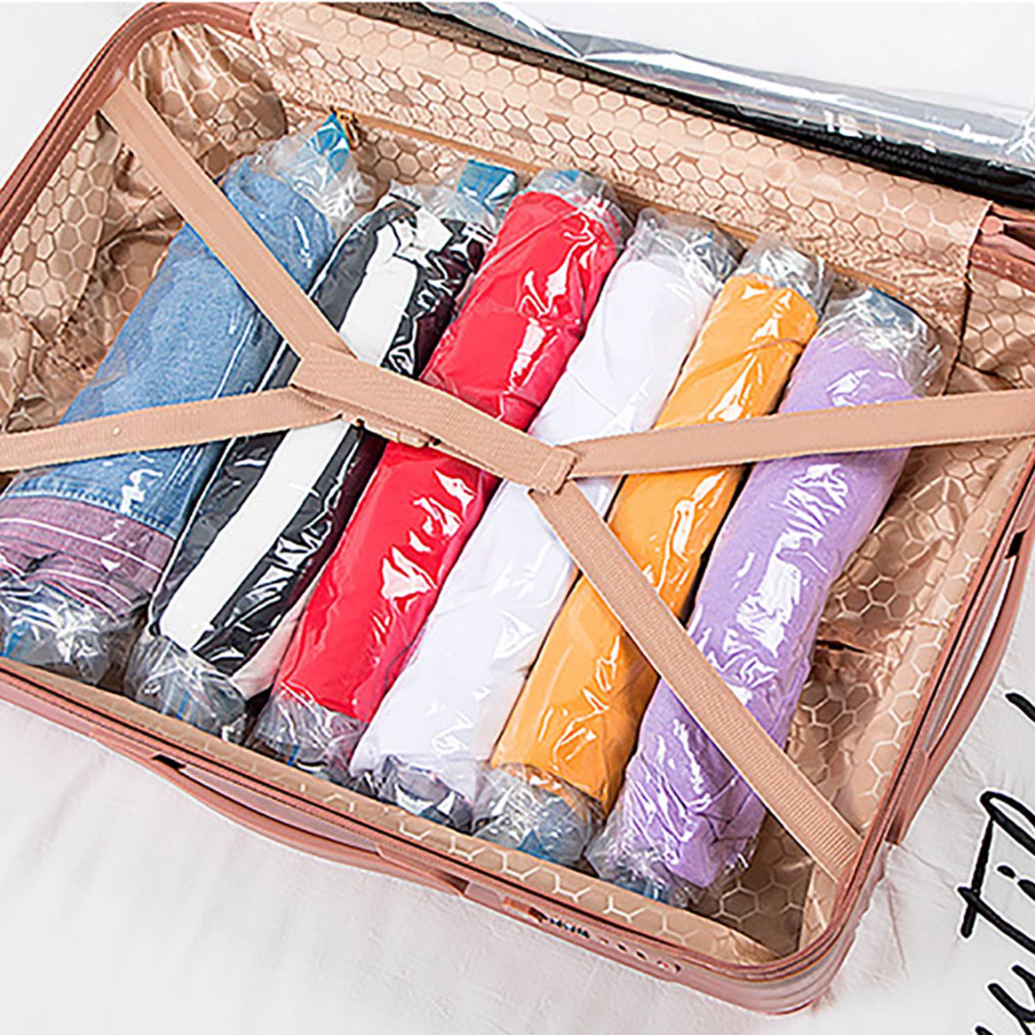 Travel No-Vacuum Portable Transparent Compression Bag 4