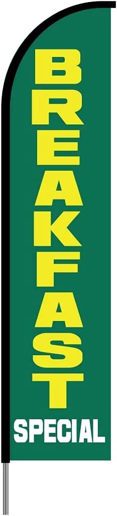 Breakfast Banner (Green) Flag Kit 15' Feet Feather Flag Sign feather banners Outdoor Banner 2