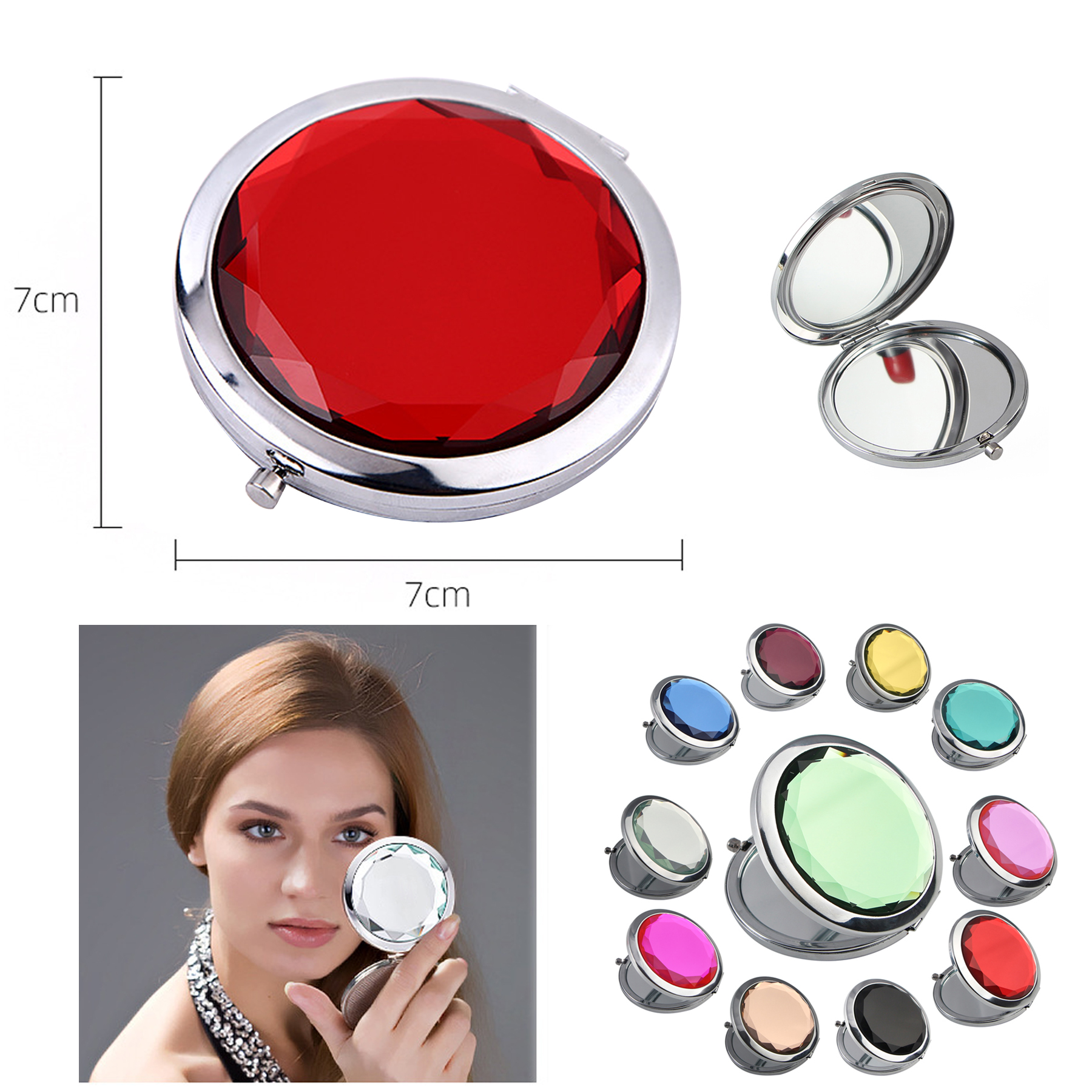 Crystal Folding Makeup Mirror 2