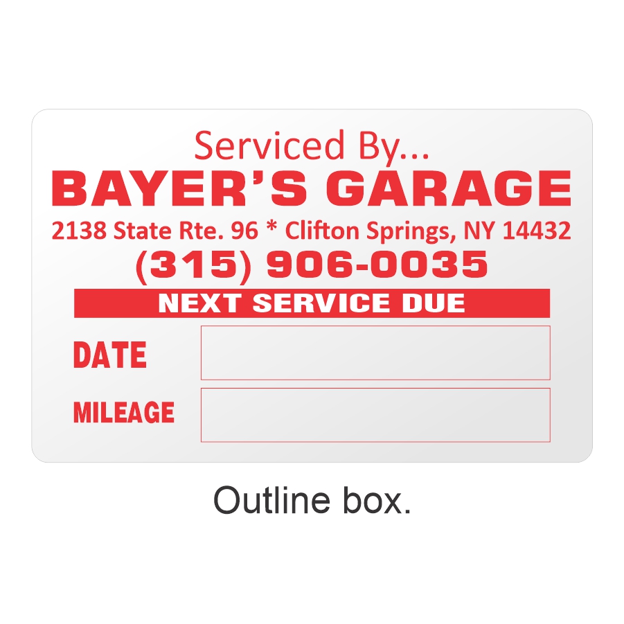 Oil Change Static Cling Sticker with Outline Box 2