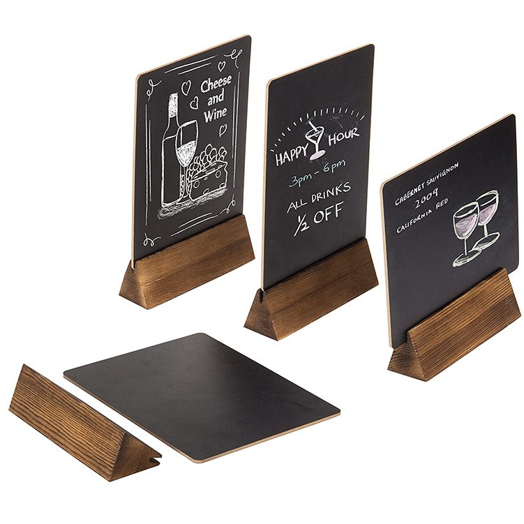 Mini Tabletop Chalkboard Signs with Wood Base 5