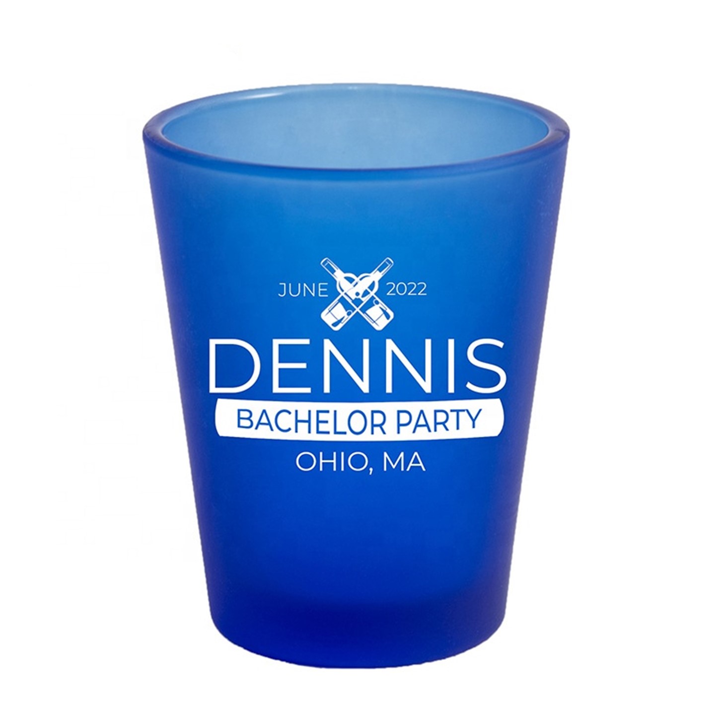Customized Frosted Blue Shot Glass 1 75 Oz 2