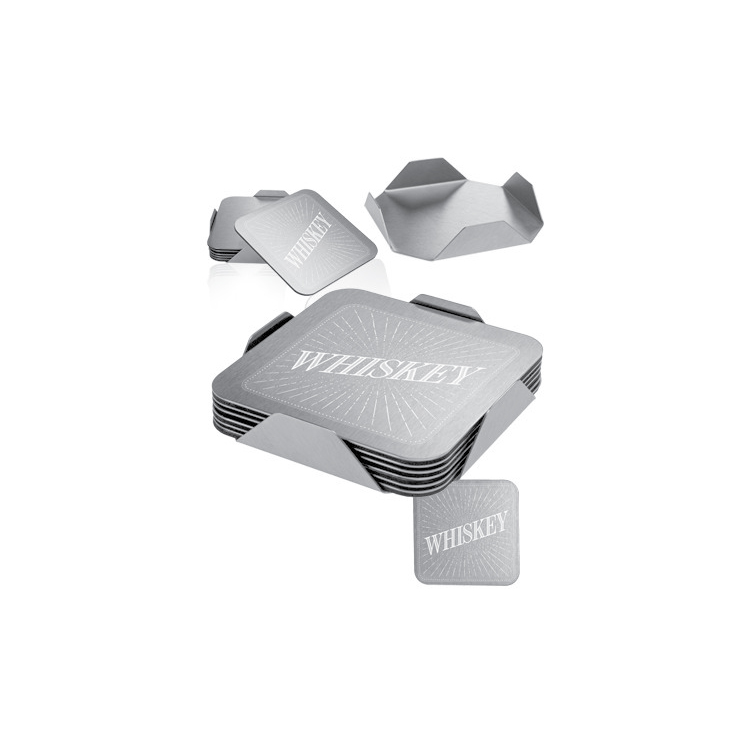 6 Piece Square Coaster Set with Stand 5