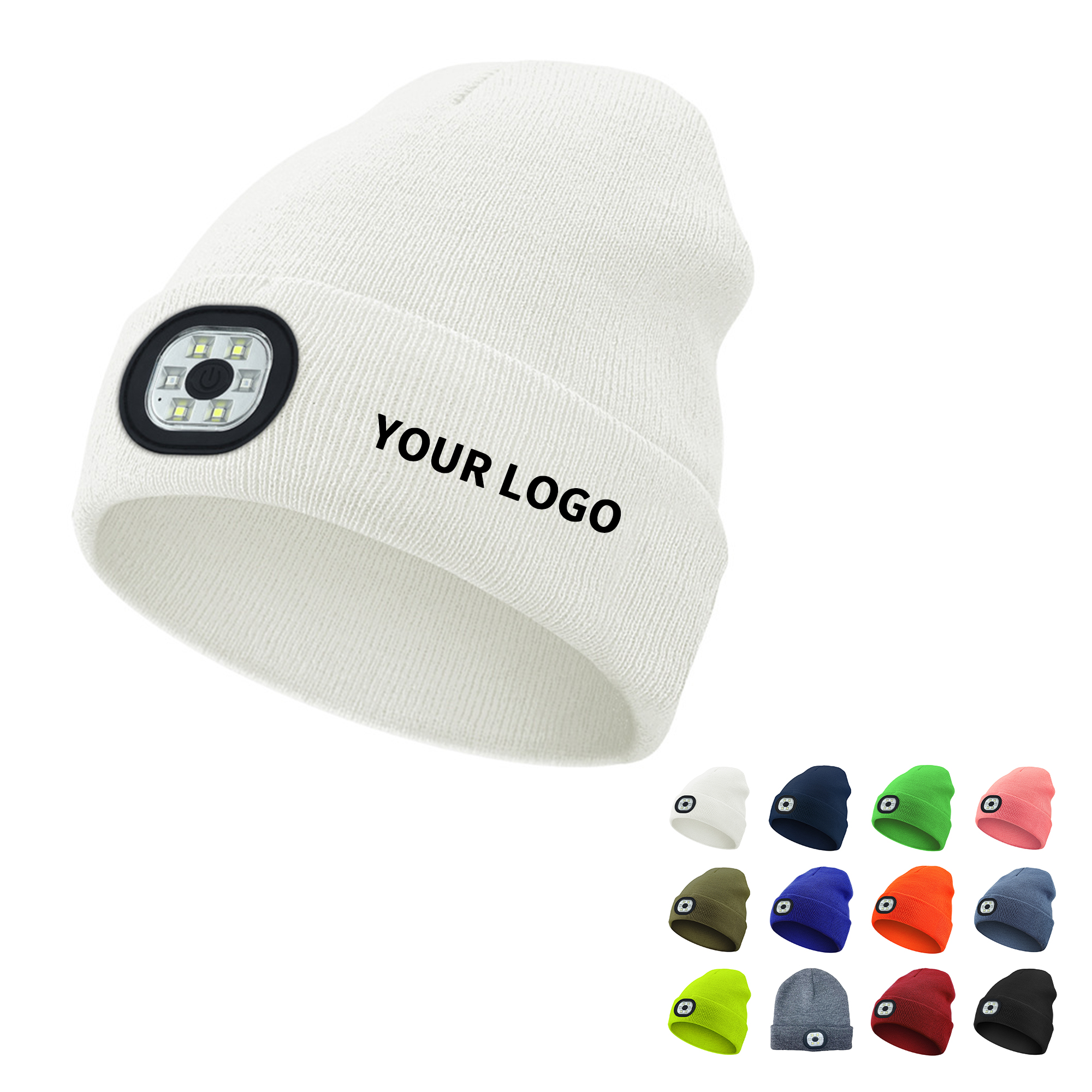 Acrylic Knit Beanie With Rechargeable LED Light 7.87" x 8.6" x 2" 14