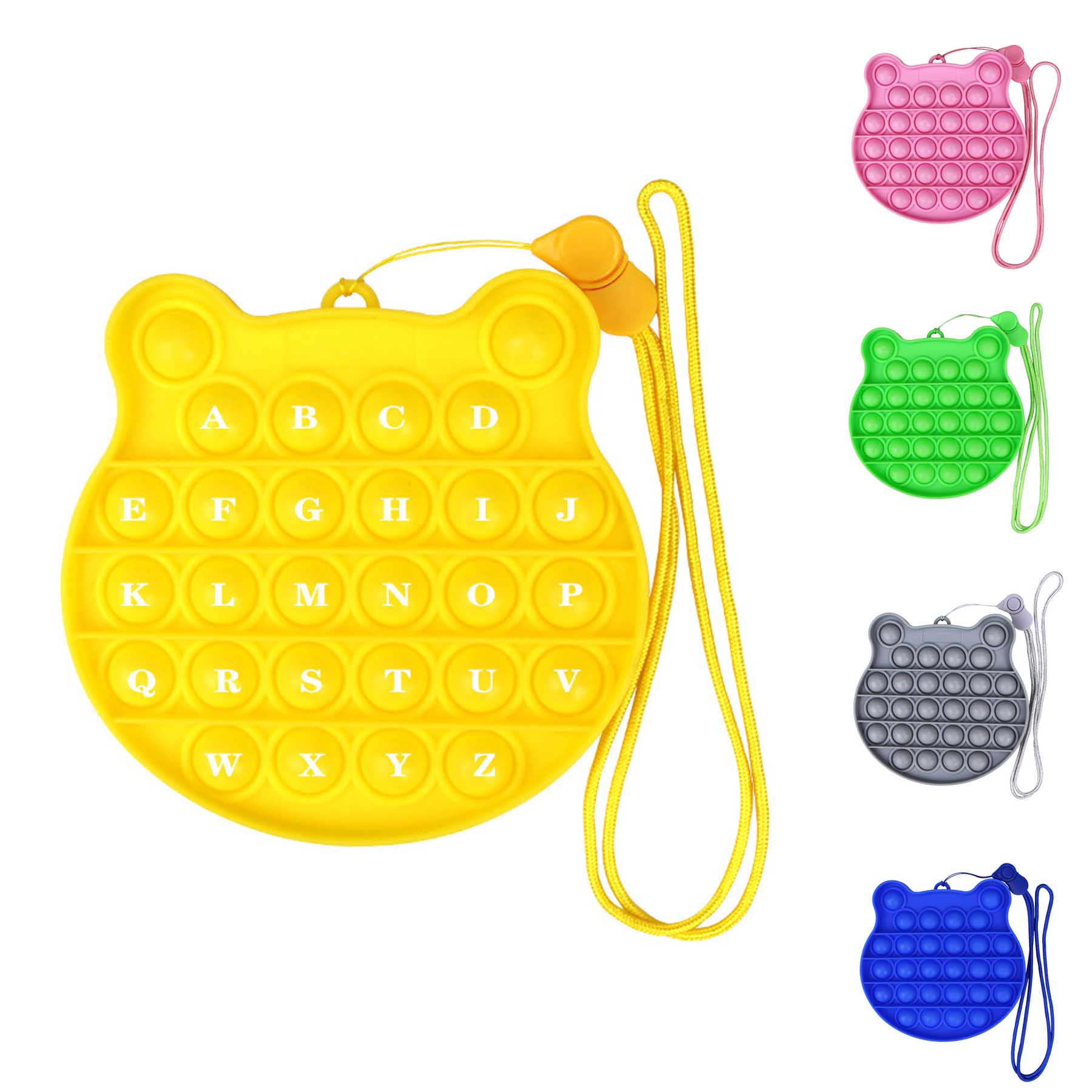 Silicone Animal Cats Heads Bubble Press Fidget Toys Leash Keychains 2