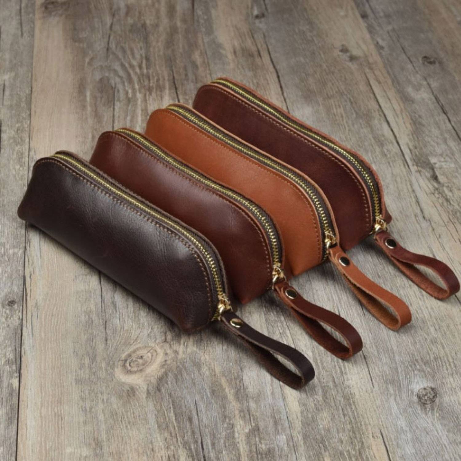 Crazy Horse Cow Handmade Leather Simple Stationery Pen Bag 2