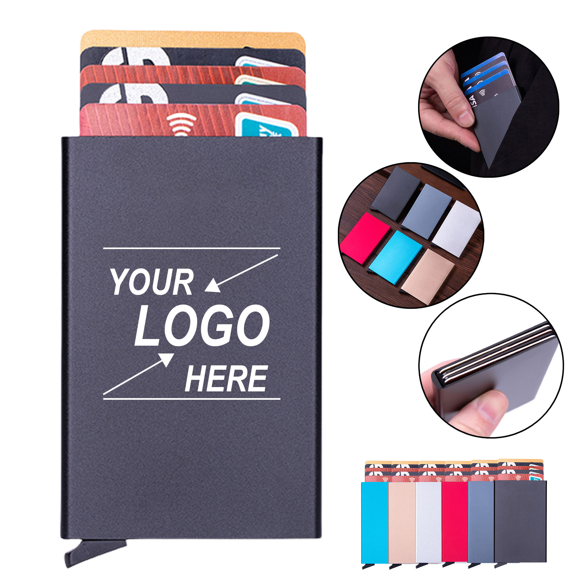 Anti-Magnetic RFID Blocking Automatic Pop-Up Card Holder for ID Credit Cards 8