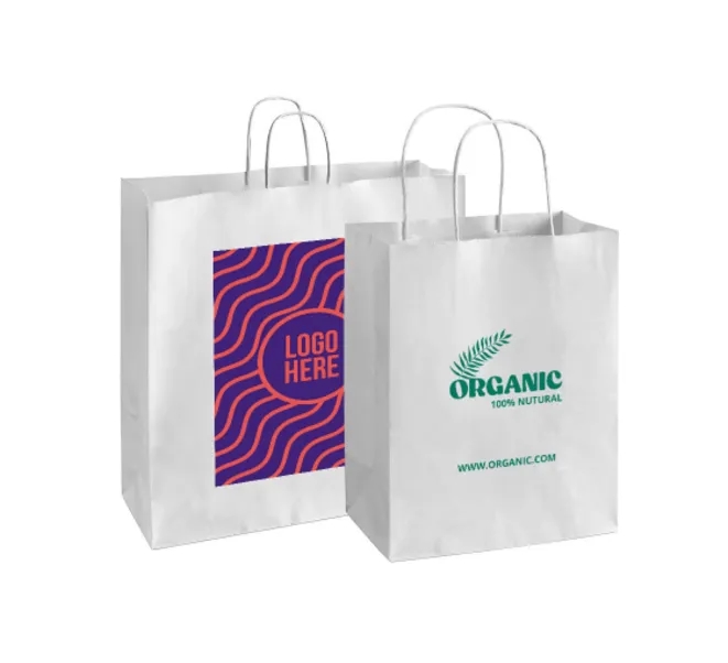 Printed White Paper Shopping Bags (5.5" x 3.25" x 8.375") 4