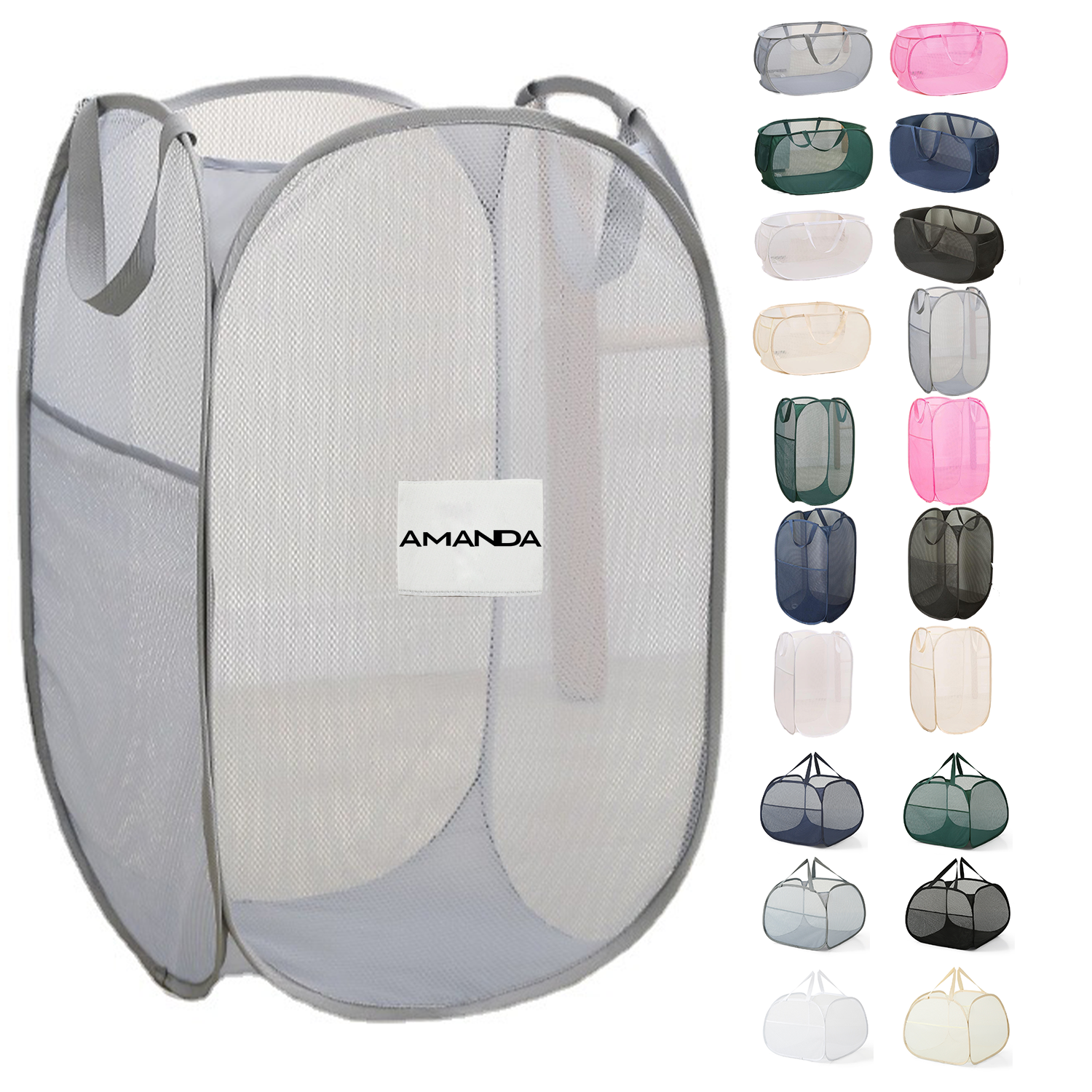 Foldable Pop Up Breathable Mesh Dirty Clothes Laundry Basket 27