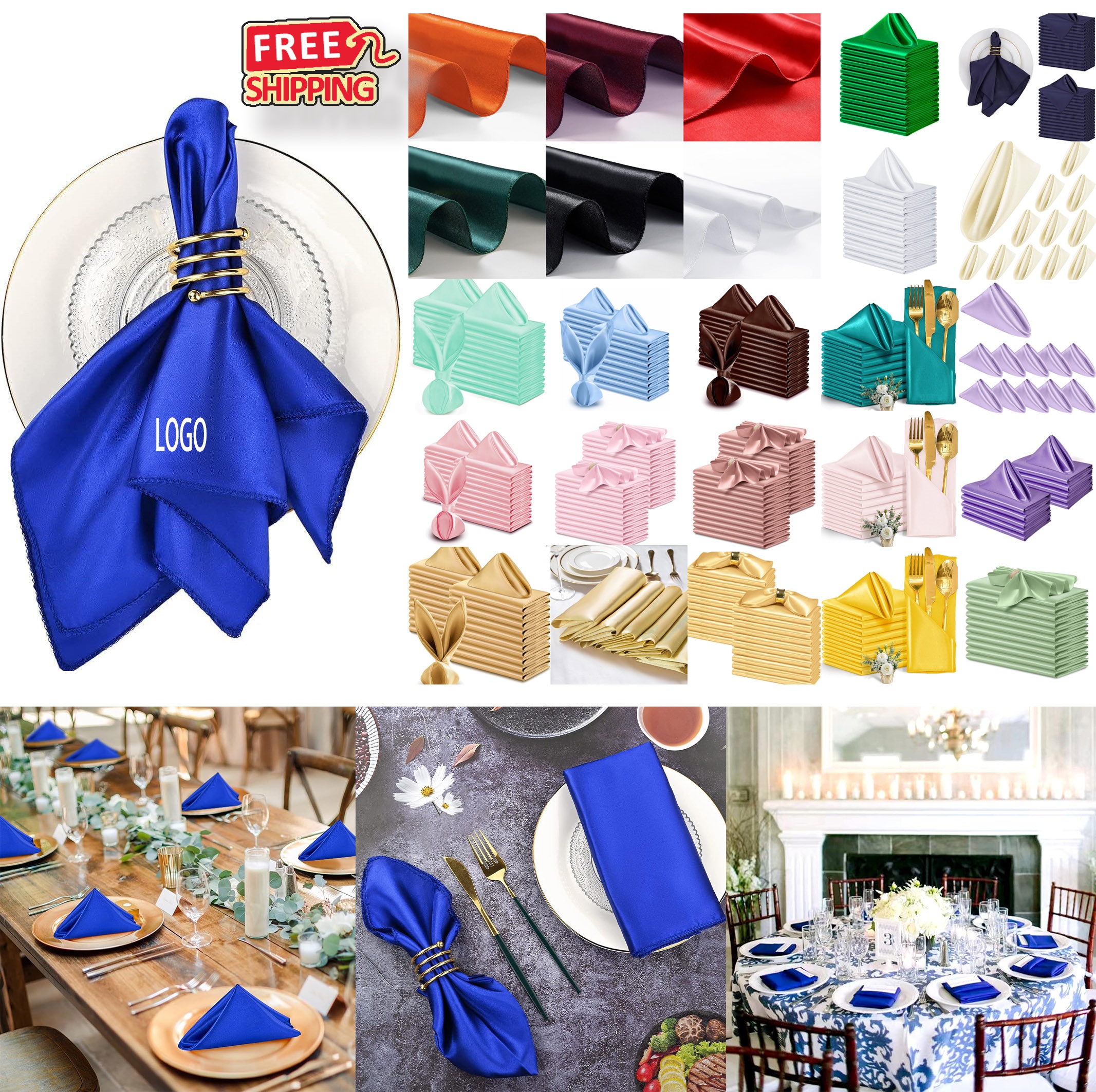 Custom 17x17 Satin Napkins Bulk Wholesale for Weddings Events Banquets 1