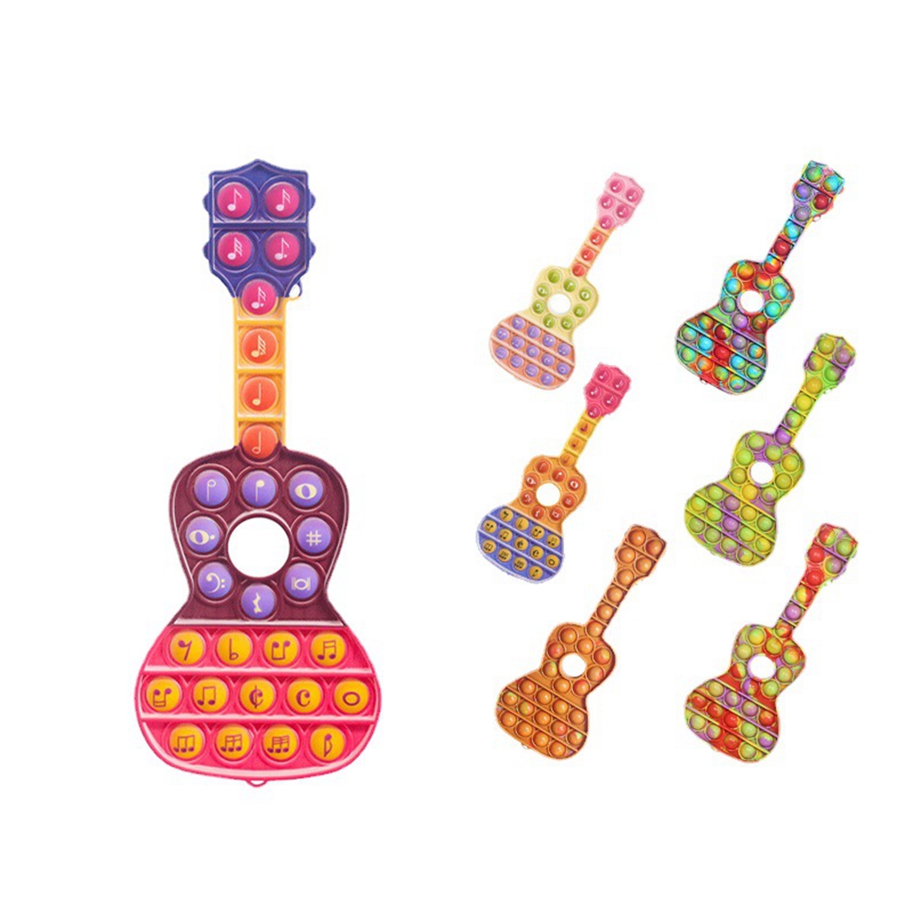 Guitar Shape Full Color Print Push Pop Bubble Fidget Toy 4