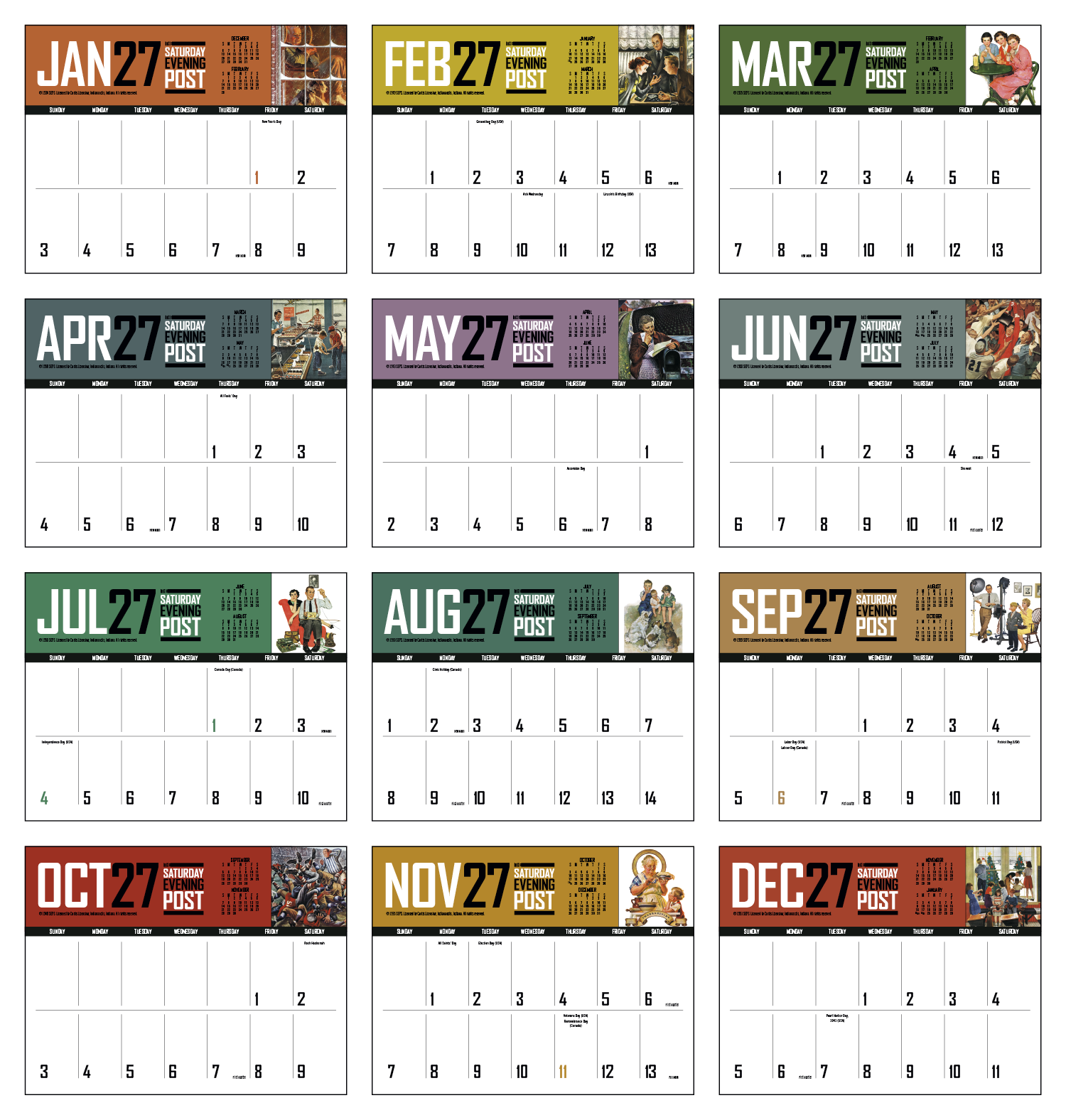 Triumph® Calendars Big Block Memo 27