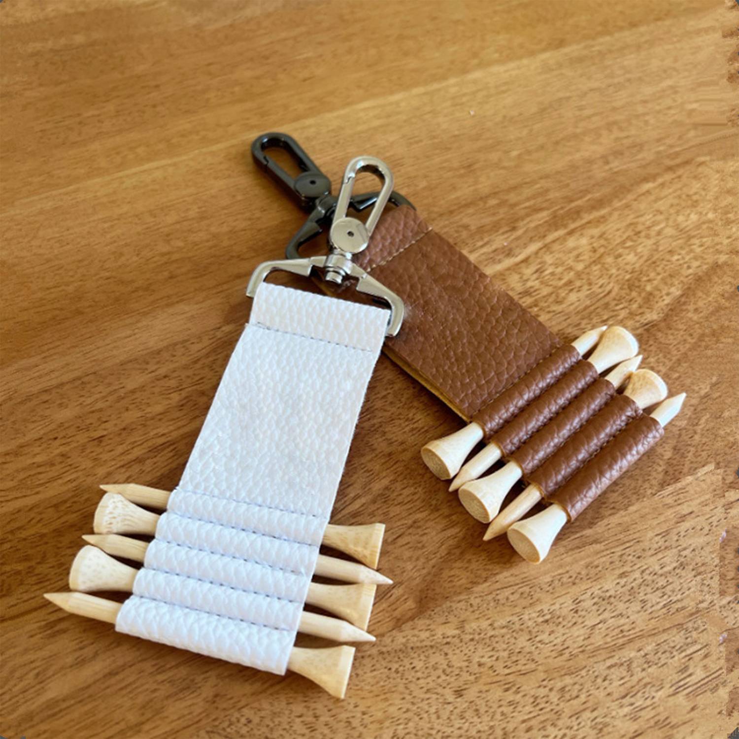 PU Leather Keychain Stud Storage Bag Mini Golf Tee Holder 3