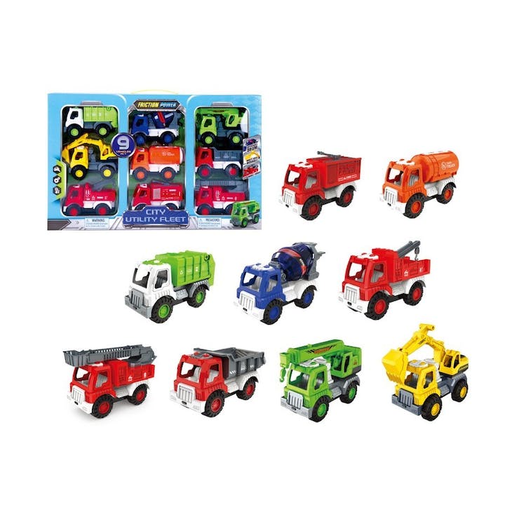 City Utility Toy Vehicle Sets - 5.5" 9 Pcs Friction 2