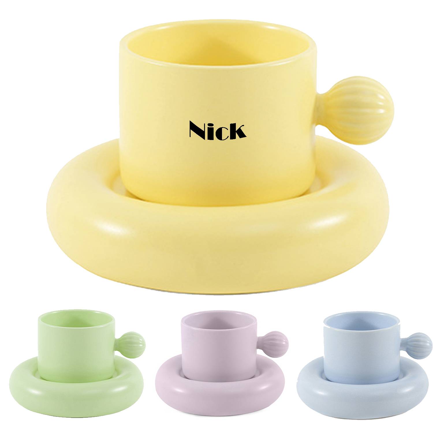 Ceramic Coffee Cup and Saucer Set Scandinavian Simple Style 1