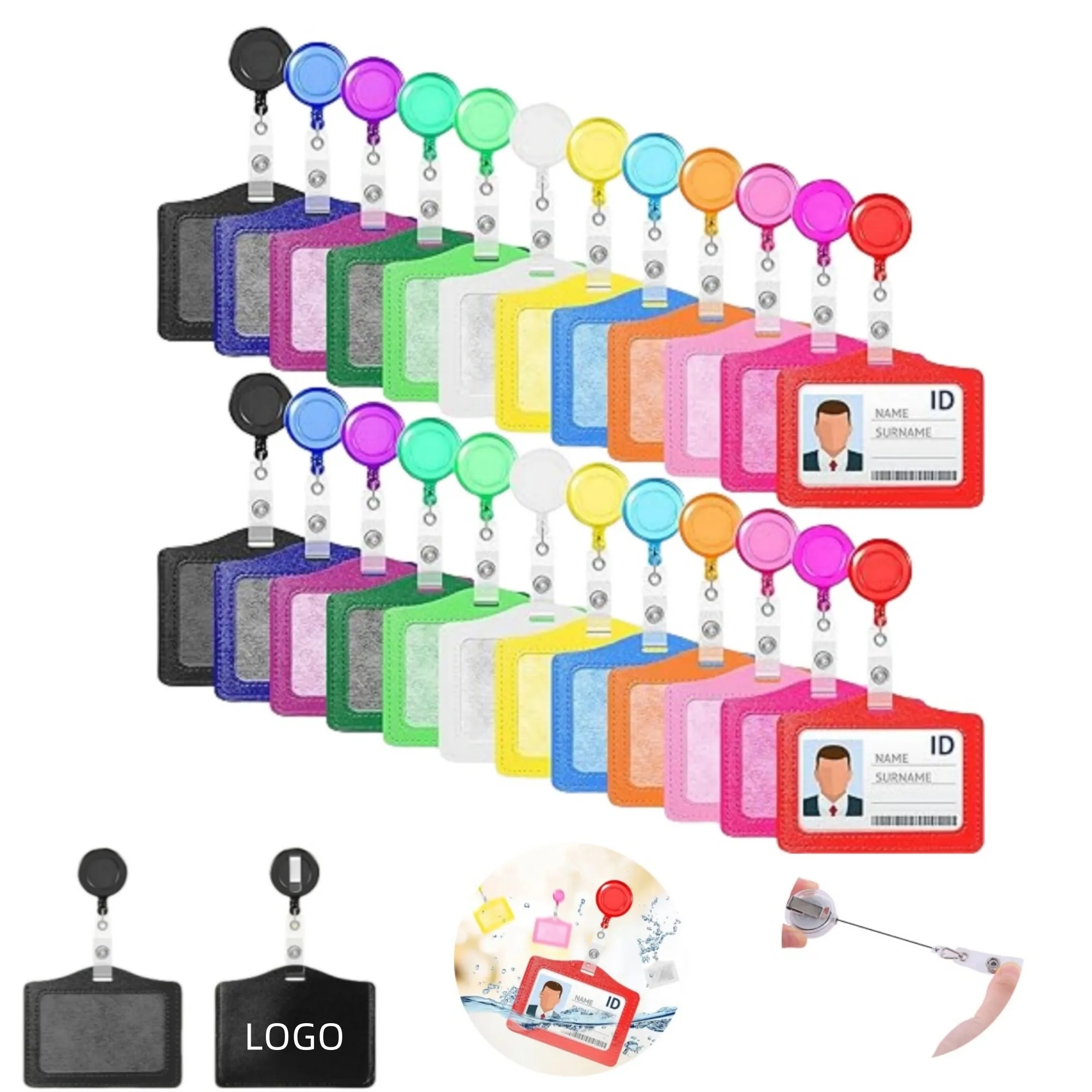 Business ID Card Badge Holder with Retractable Clip 4