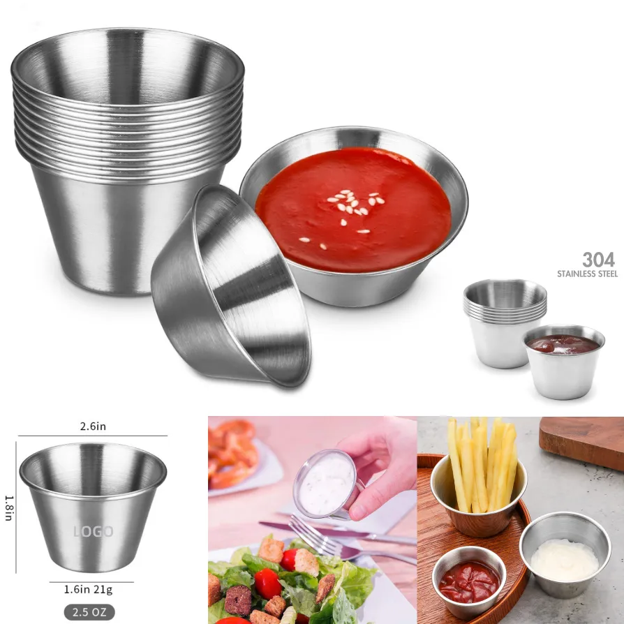 2.5 oz Stainless Steel Dipping Sauce Cup 3