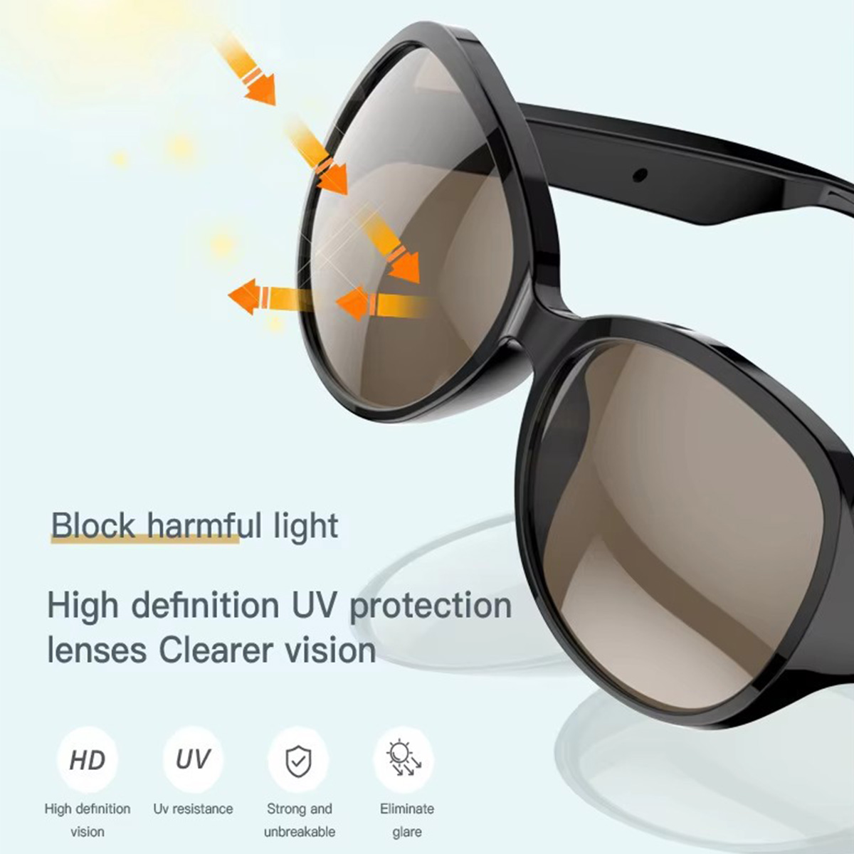Waterproof UV Wireless Smart Bluetooth Audio Glasses 3