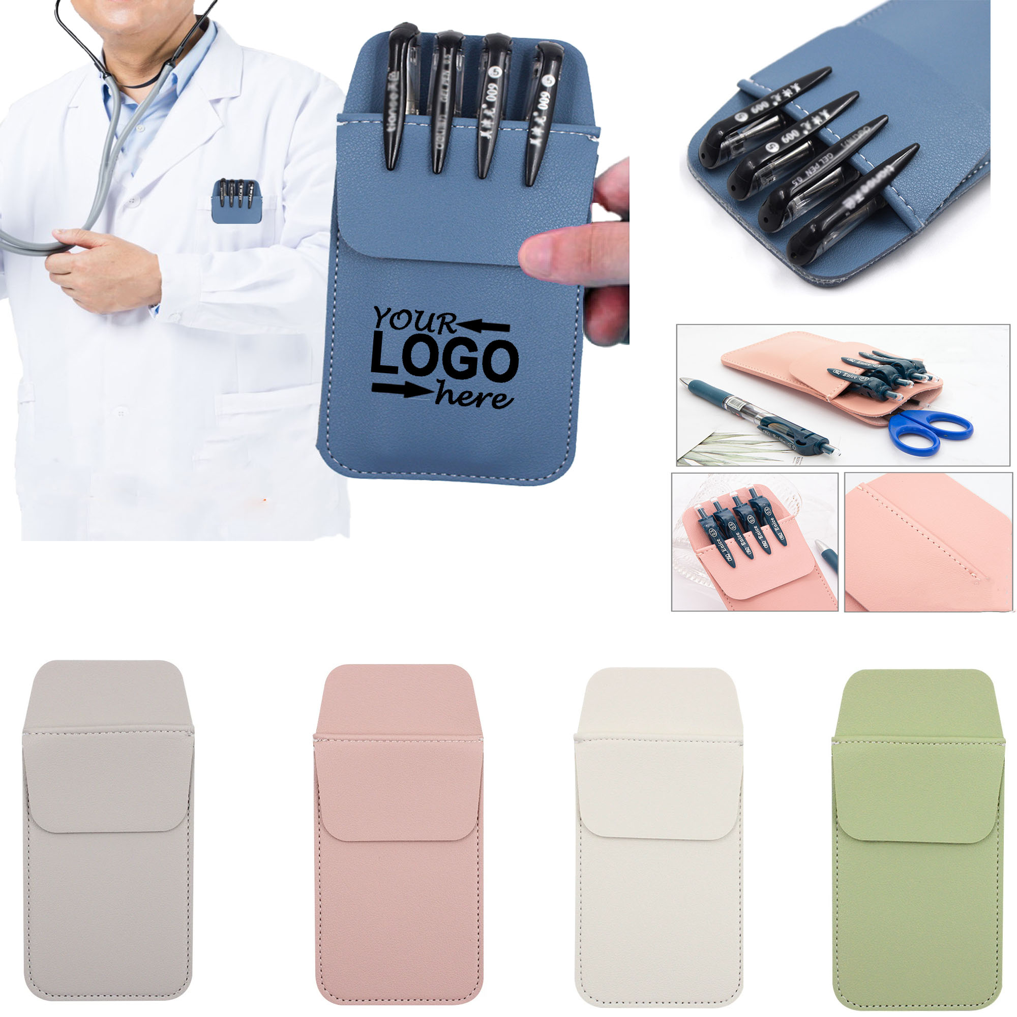 Pu Leather Nurse Pen Clip Sleeve Pocket 3