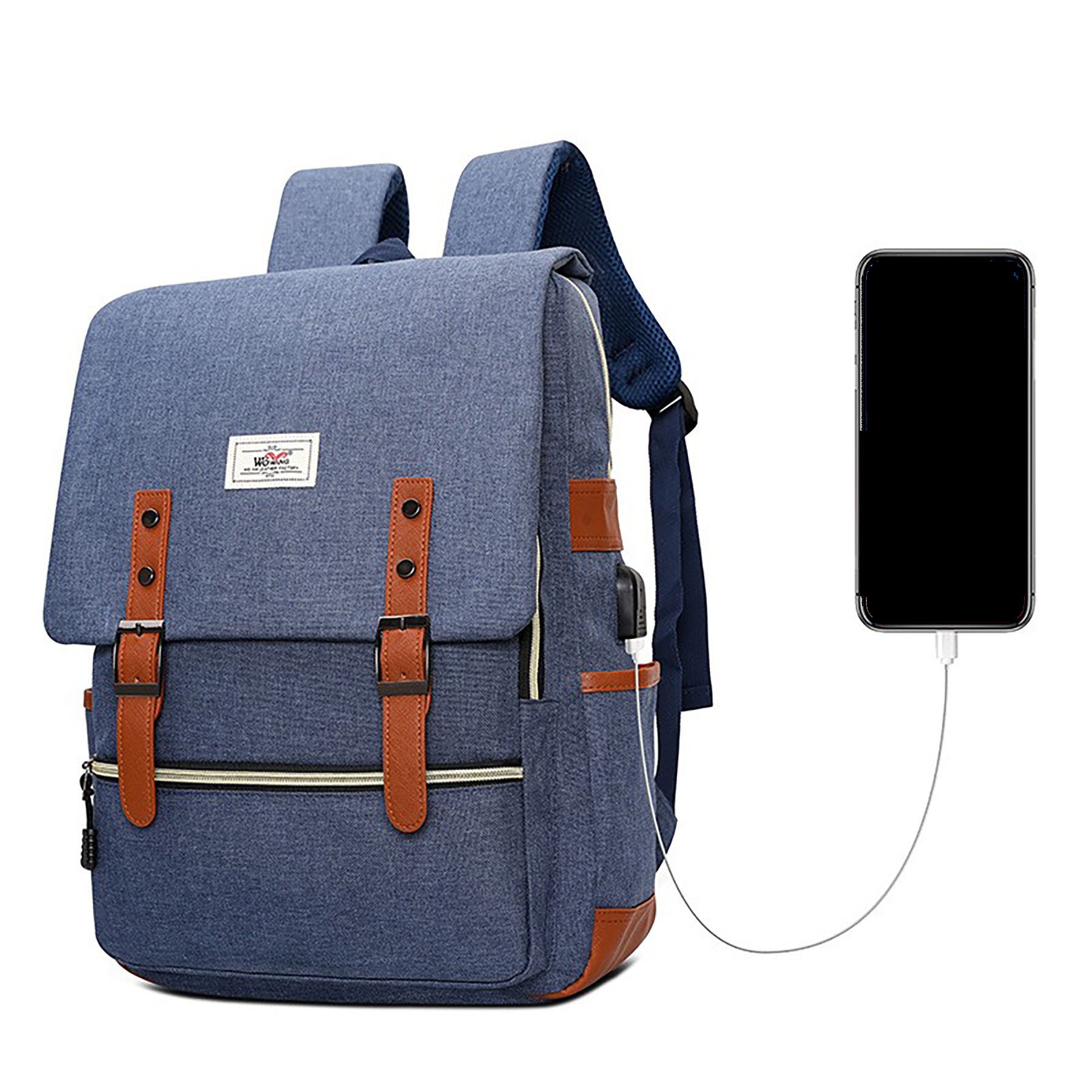 Vintage Backpack with USB Charging Port 2