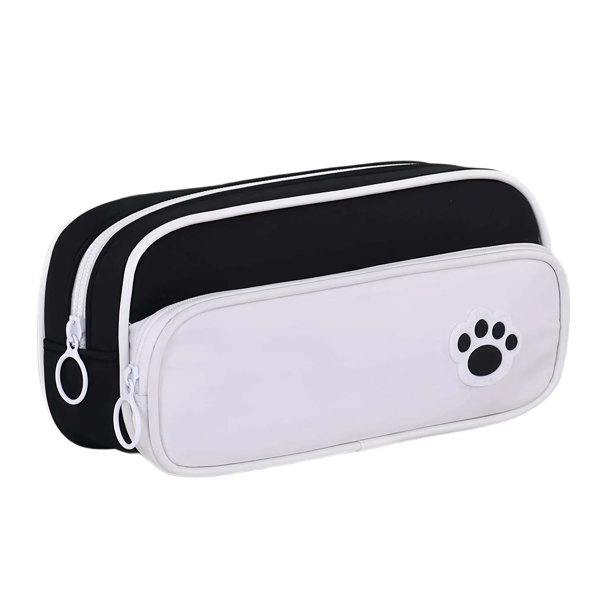 Stylish Double Layer Pencil Case With Paw Print For Students 5