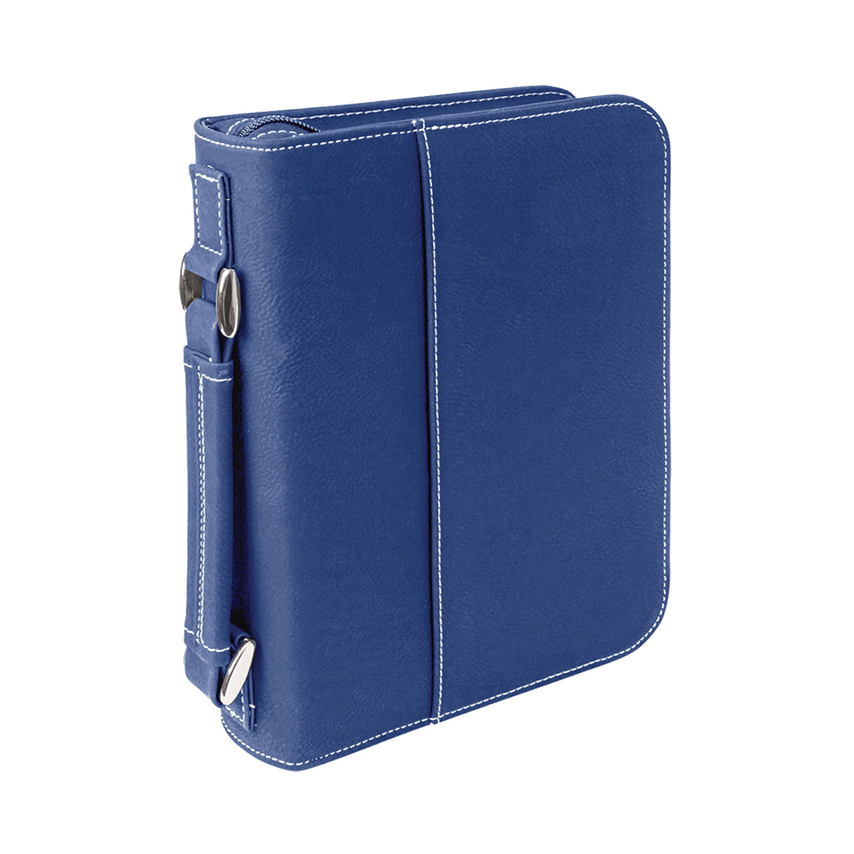 6" x 9" Blue & Silver Leatherette Book/Bible Cover with Handle & Zipper 3