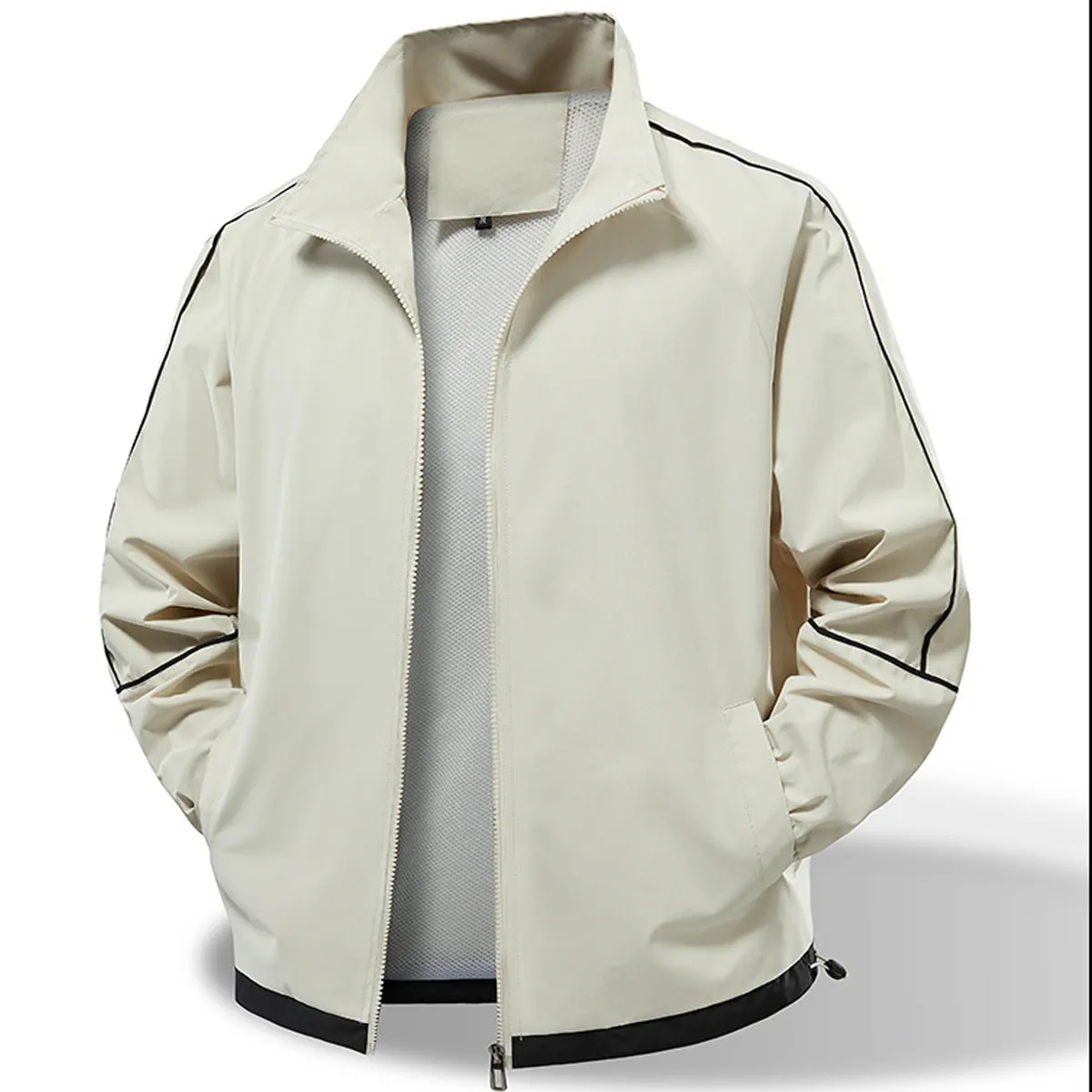 Water Resistant Bomber Coach Jacket With Stand Collar 3