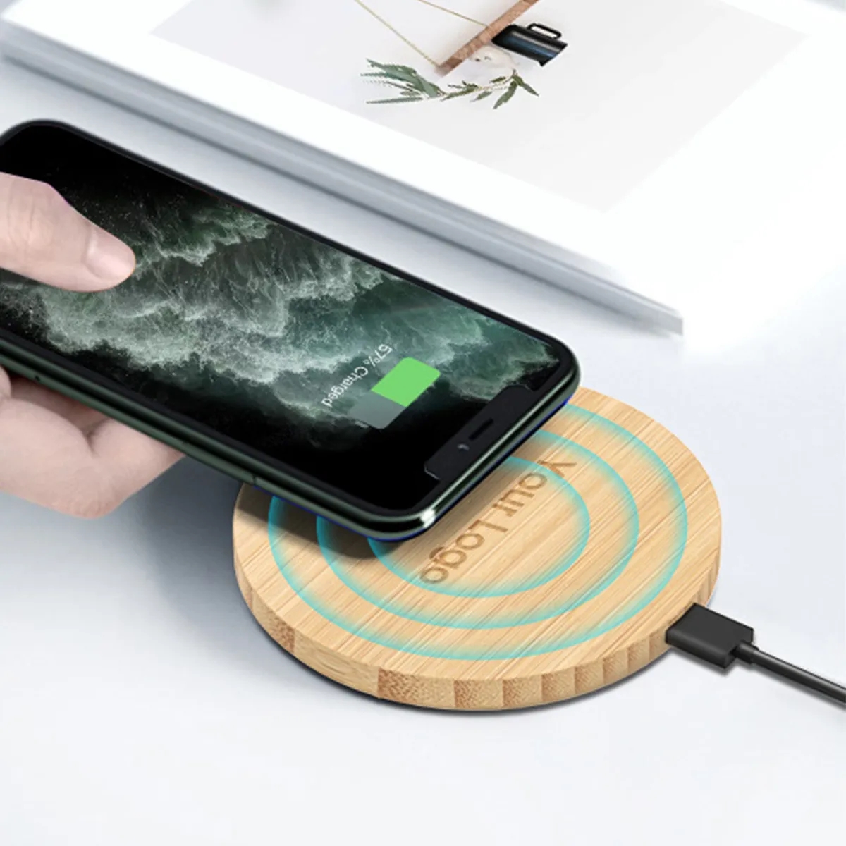 15W Wooden Fast Charger, Portable Charging Pad For Home Use 4