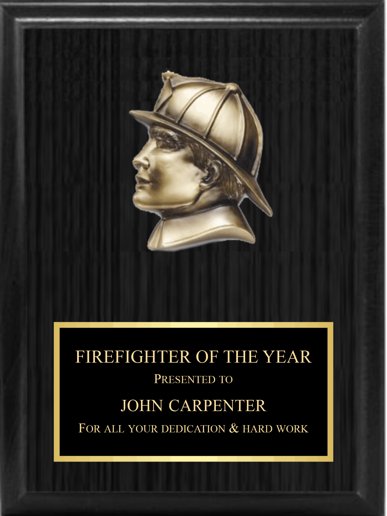 5" Fireman Profile On Plaque 1
