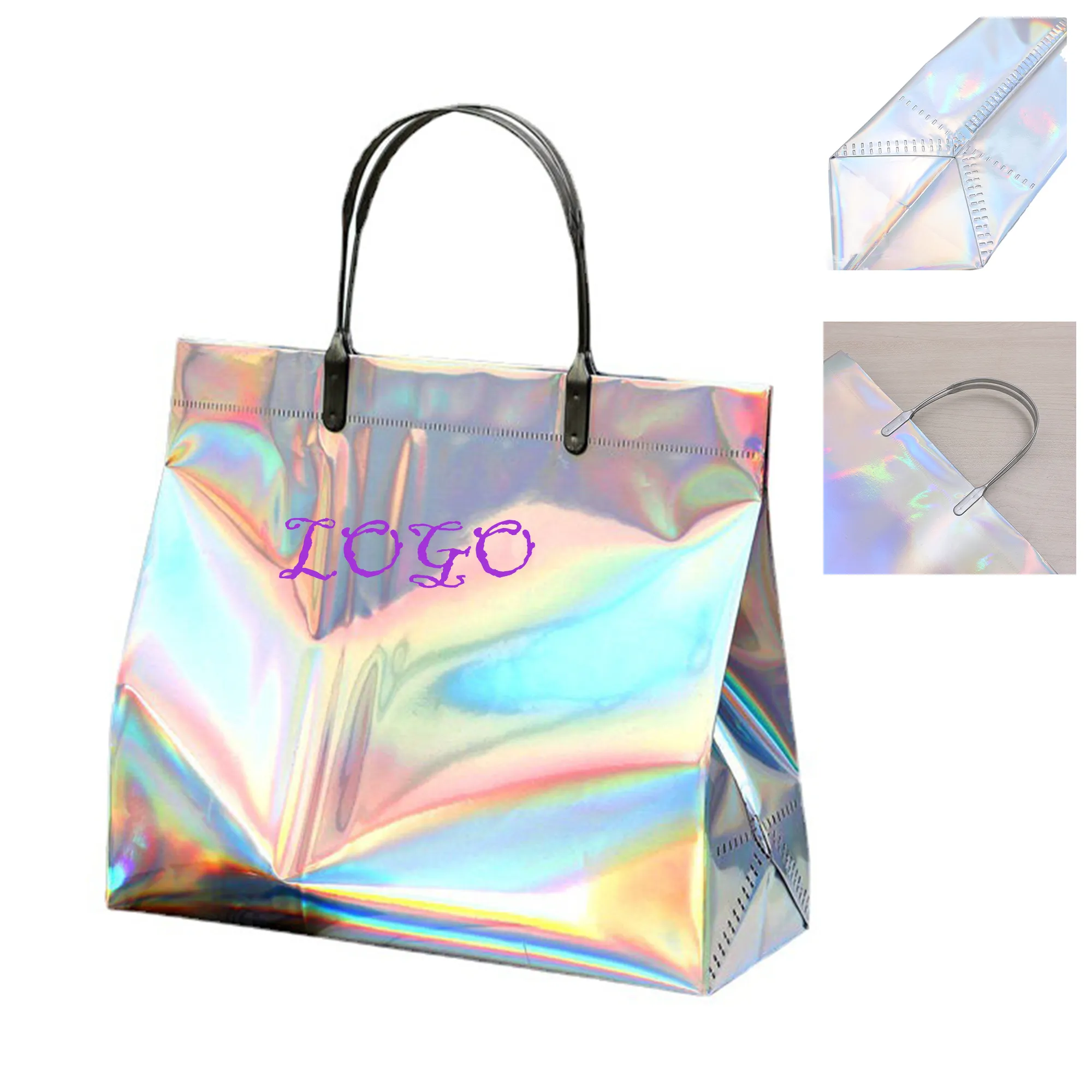 Holographic PVC Tote Bag Retail Gift Shopping 2
