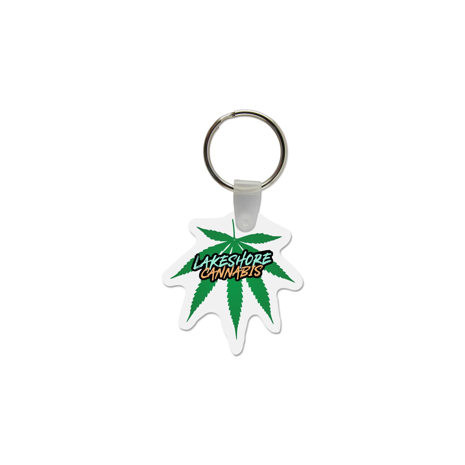 Cannabis Leaf Shaped USA Made Vinyl Keychain 2