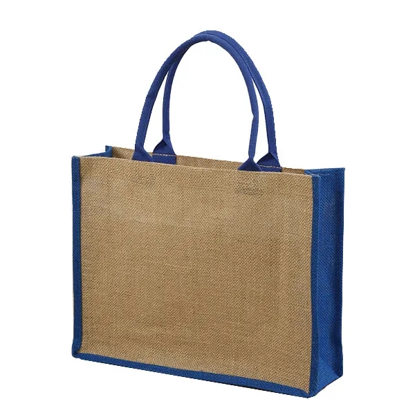 Two Tone Gusset Jute Tote Bag 2