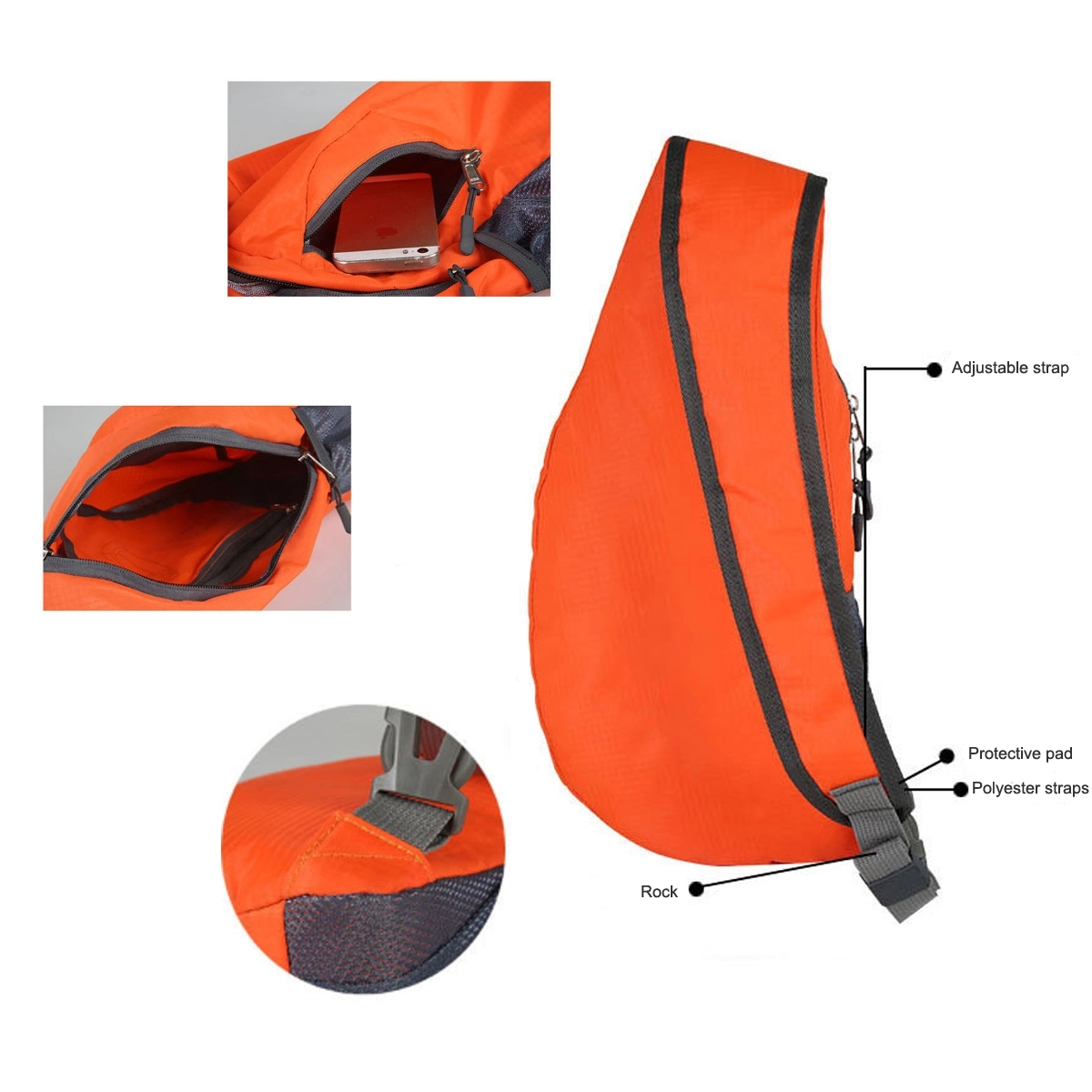 Men Women Foldable Sling Bags Shoulder Chest Backpack 5