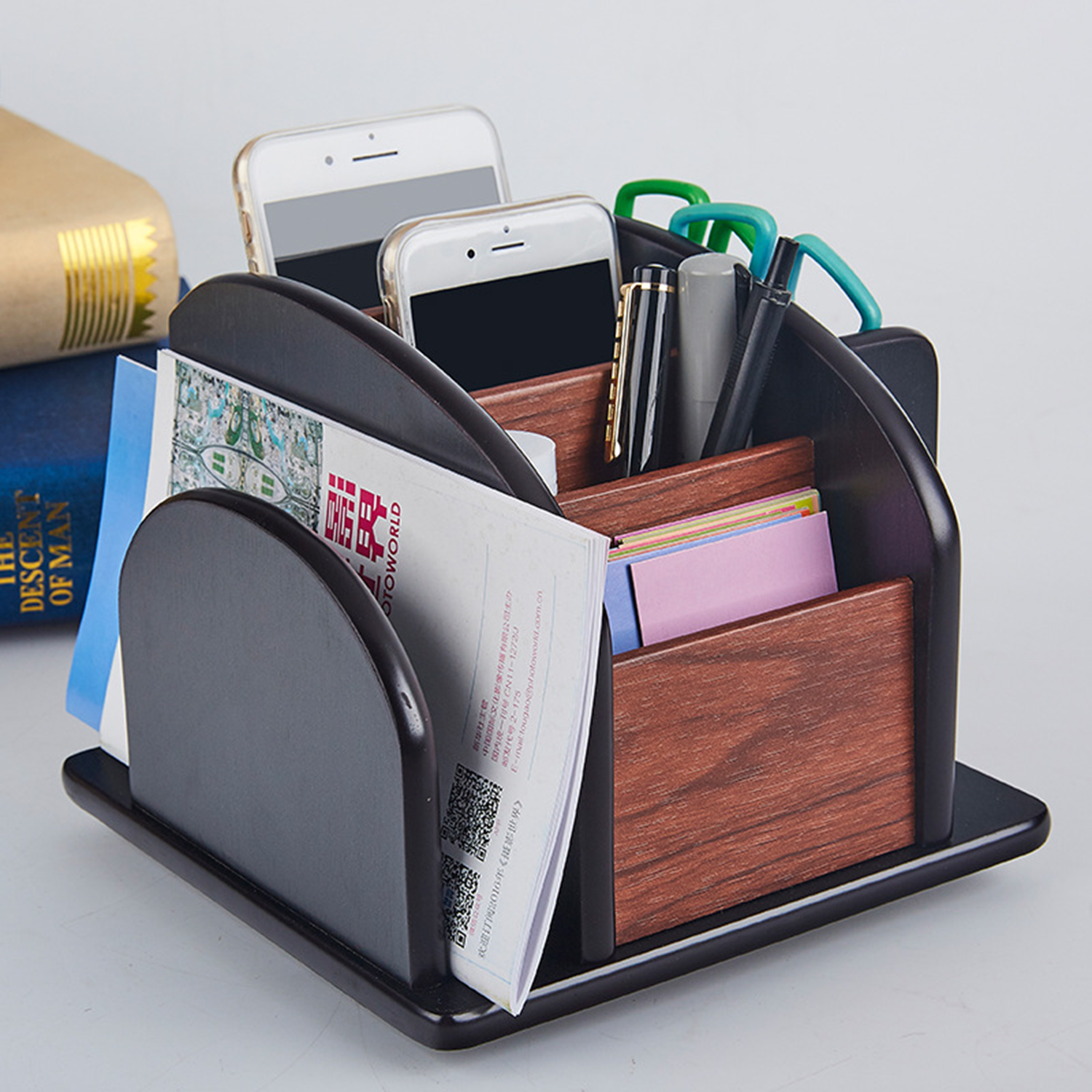 Office Wood Stationery Supplies Desk Organizer 3