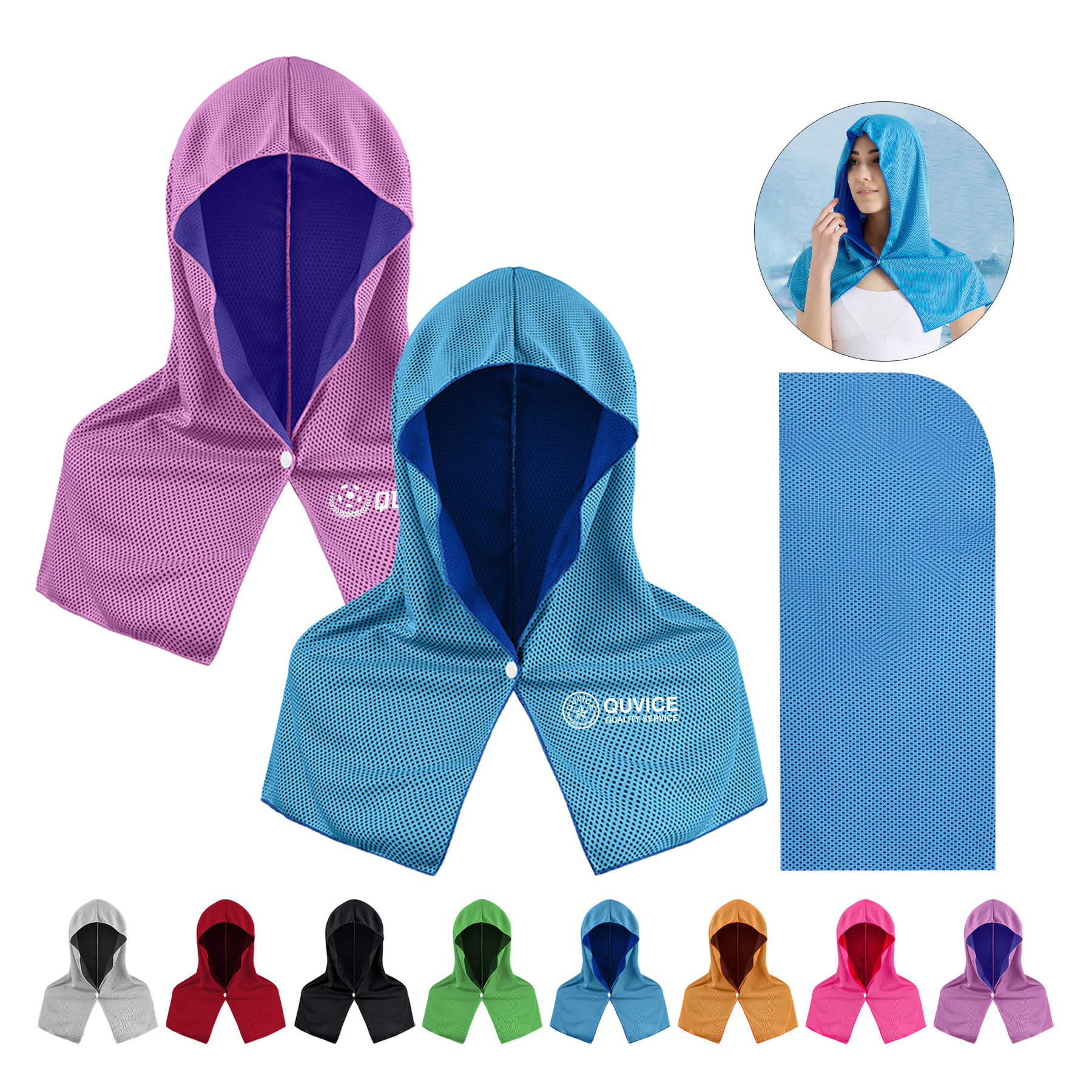 Quick-Dry U-Shaped UV Protection Cooling Hooded Towel 2
